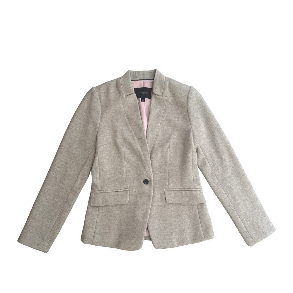 Banana Republic Light Grey Blazer‎ Size 4 Womens Lined Classic Career Workwear